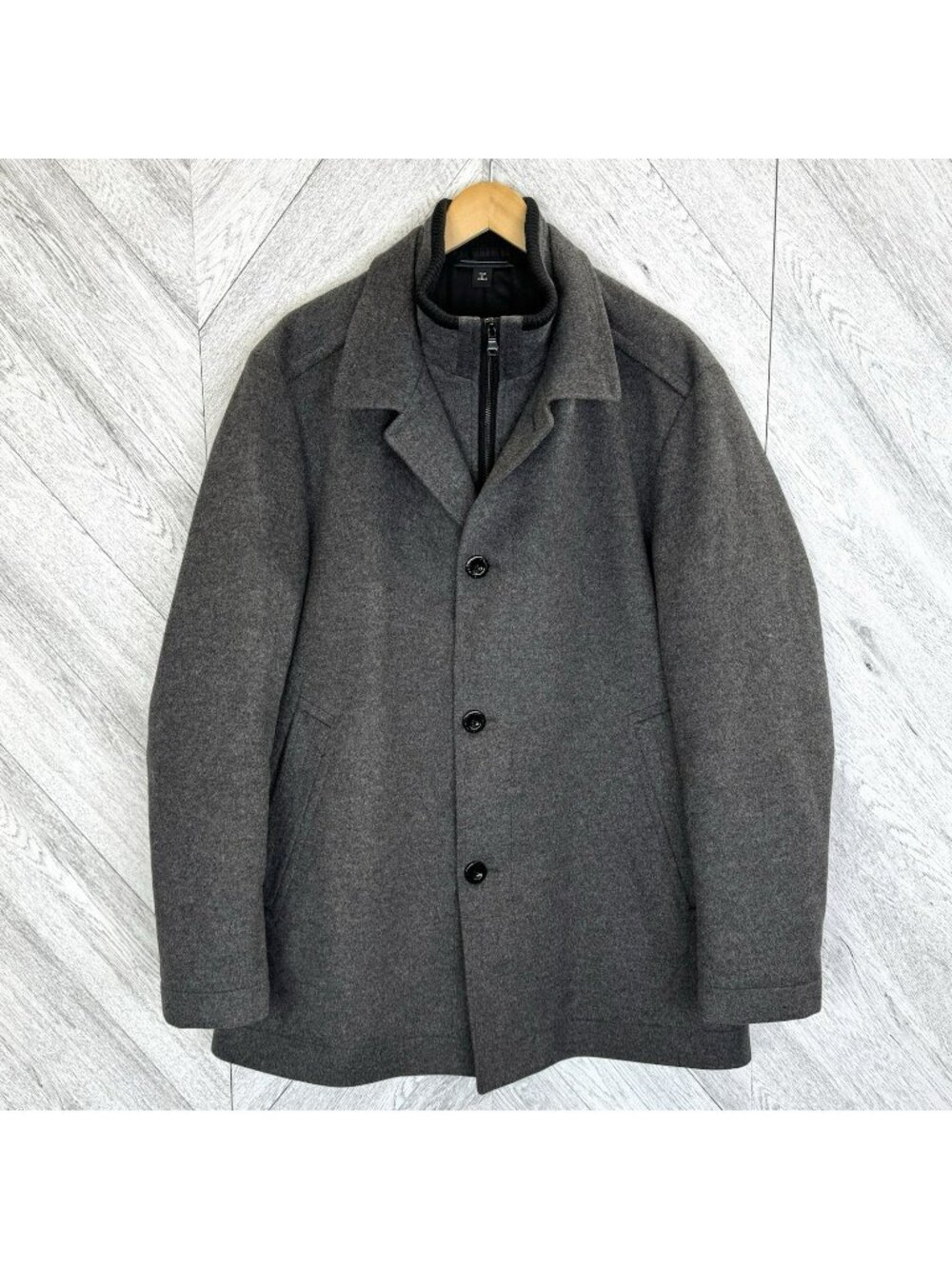 Hugo Boss Coxon 3 Cashmere Wool Car Coat Overcoat Gray Mens 44R Large